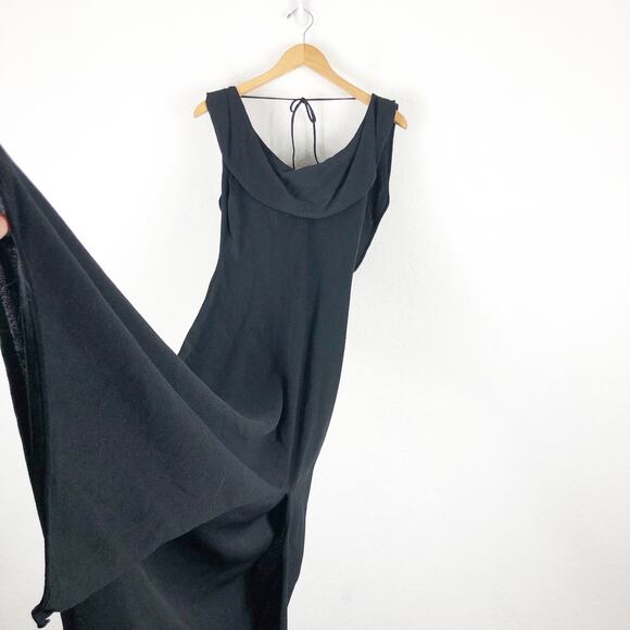 Zara Cowl Neck Black Knit Maxi Dress Small Low Back Resort Wear Minimalist - Picture 10 of 13